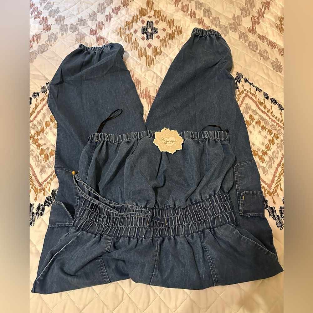 Indulge Denim Blue Elastic Waist Jumpsuit. Size X-Large. NWT - Picture 10 of 10